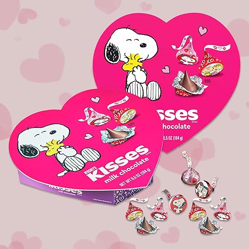 Miniatura 2 de Snoopy Candy Hersheys Kisses - Caja en forma de corazón, paquete de 2 chocolates, caja pequeña para el día de San Valentín Snoopie Kiss