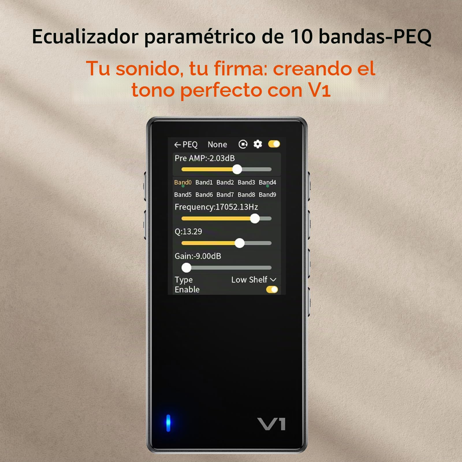 TempoTec Variations V1 - Reproductor de música HiFi portátil, reproductor de audio digital con Bluetooth 5.1, conector para auriculares de 4,4 mm y 3,5 mm + clip negro en la parte posterior