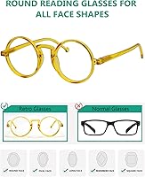 Vista 4 de Eyekepper Gafas de lectura redondas para mujeres y hombres lectores retro Amarillo