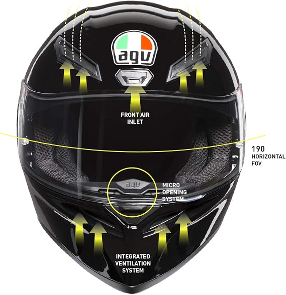 AGV K1 ECE 22-05 Solid Motorrad Integralhelm ECE 22-05 Sport Schwarz XXL