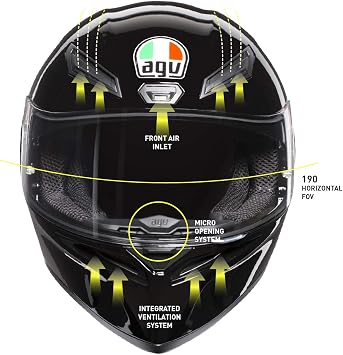 AGV K1 ECE 22-05 Solid Motorrad Integralhelm ECE 22-05 Sport Schwarz XXL