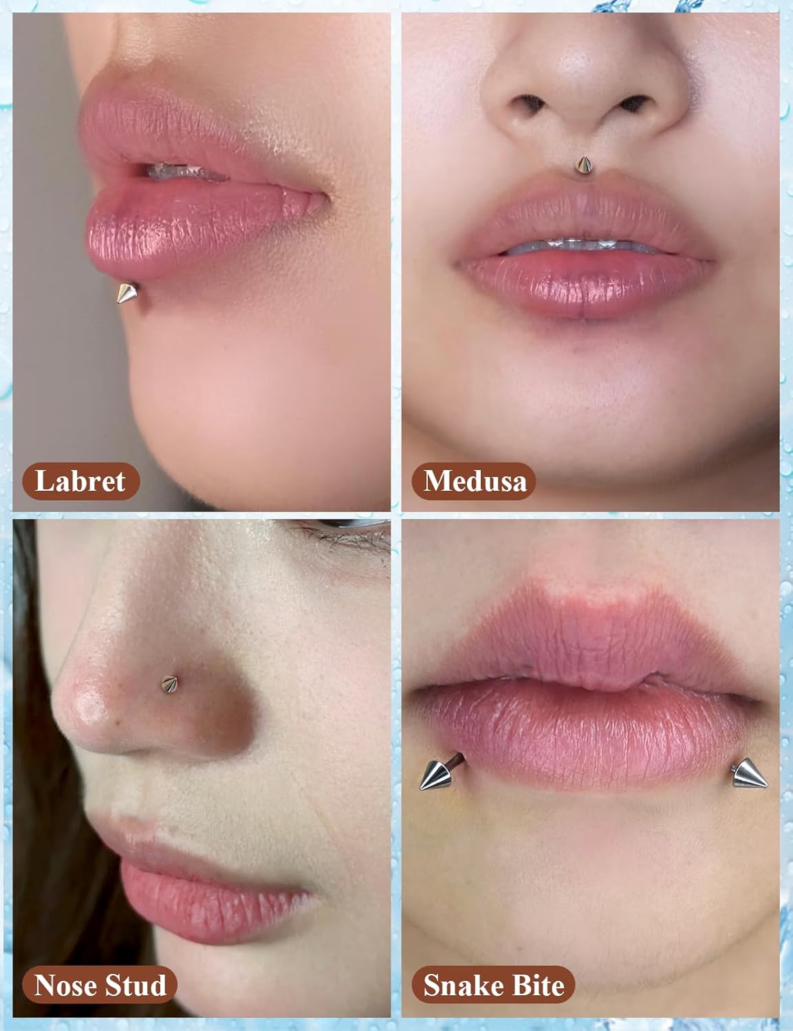 20G 18G 16G Spike Snake Bite Jewelry Flat Back Earrings Nose Studs Surgical Steel Tragus Forward Helix Conch Cartilage Lobe Earring Medusa Labret Monroe Lip Ring Piercing Jewelry for Women Men - Image 4