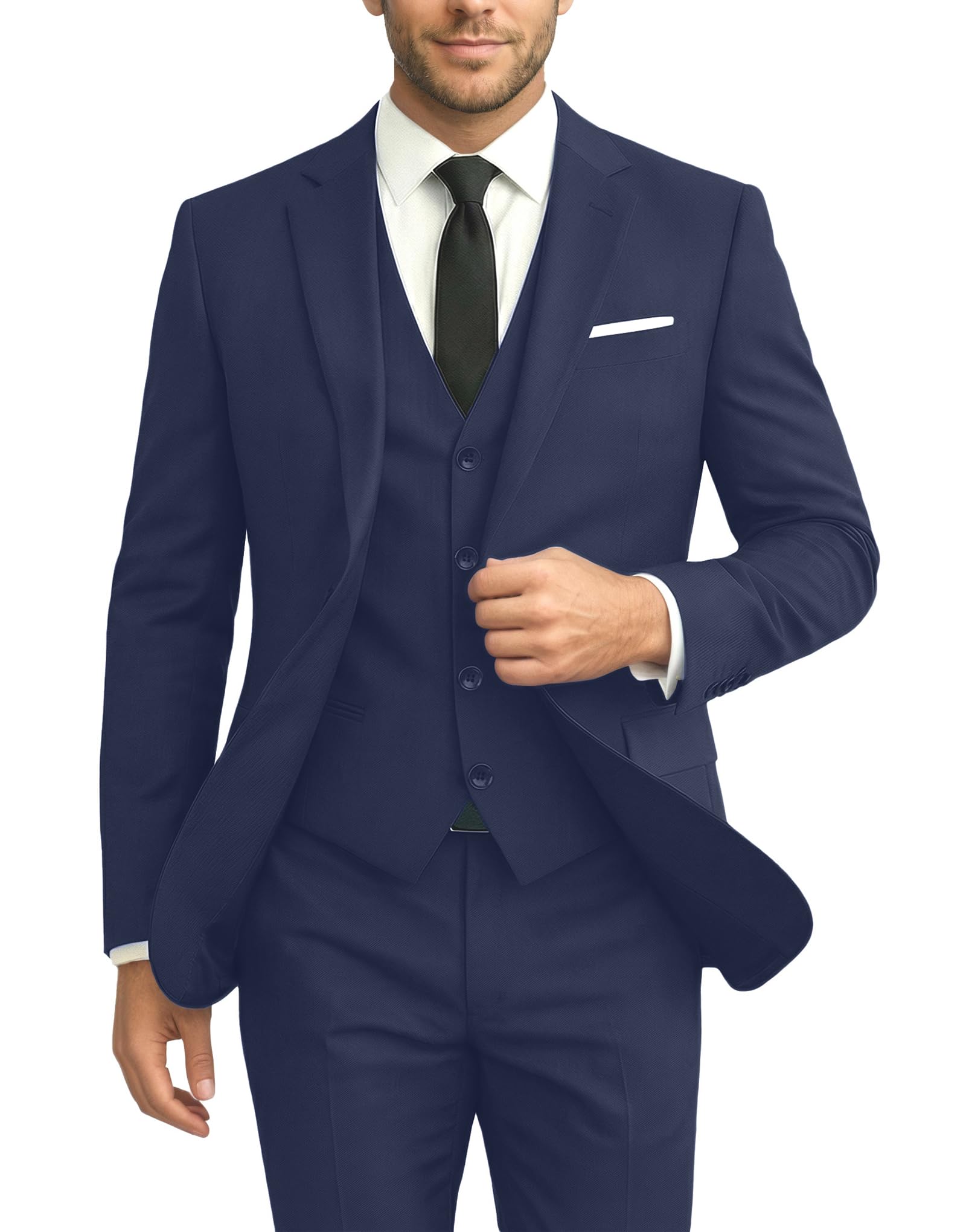 Men Suits 3 Pieces Set Slim Fit Wedding Suit Groomsmen Prom Suit Tuxedo Business Formal Casual Groom Suit Jacket Blazer Pants