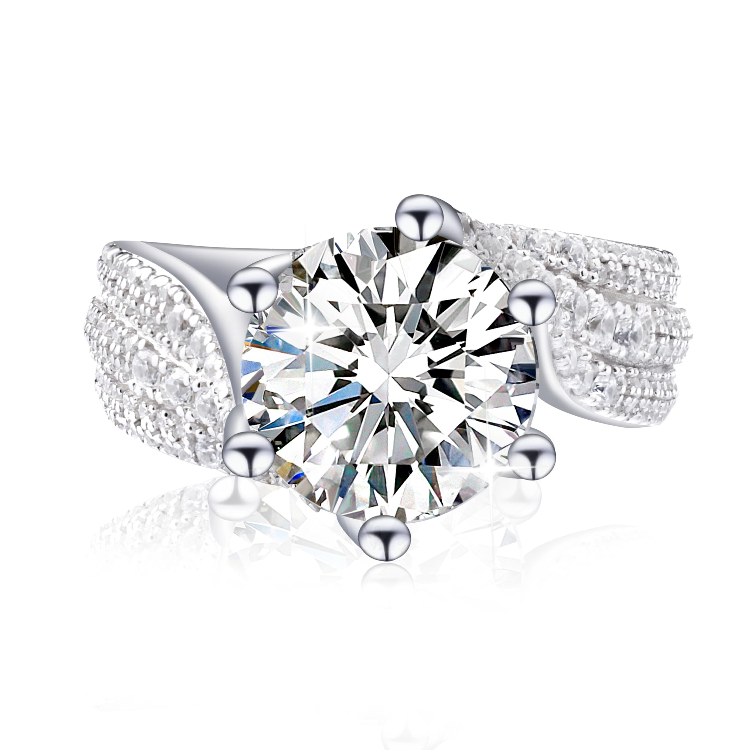 Helonley 3-5CT Moissanite Ring for Women - 925 Sterling Silver Moissanite Engagement Ring Jewelry Moissan Promise Ring 3-5 Carat Wedding Ring