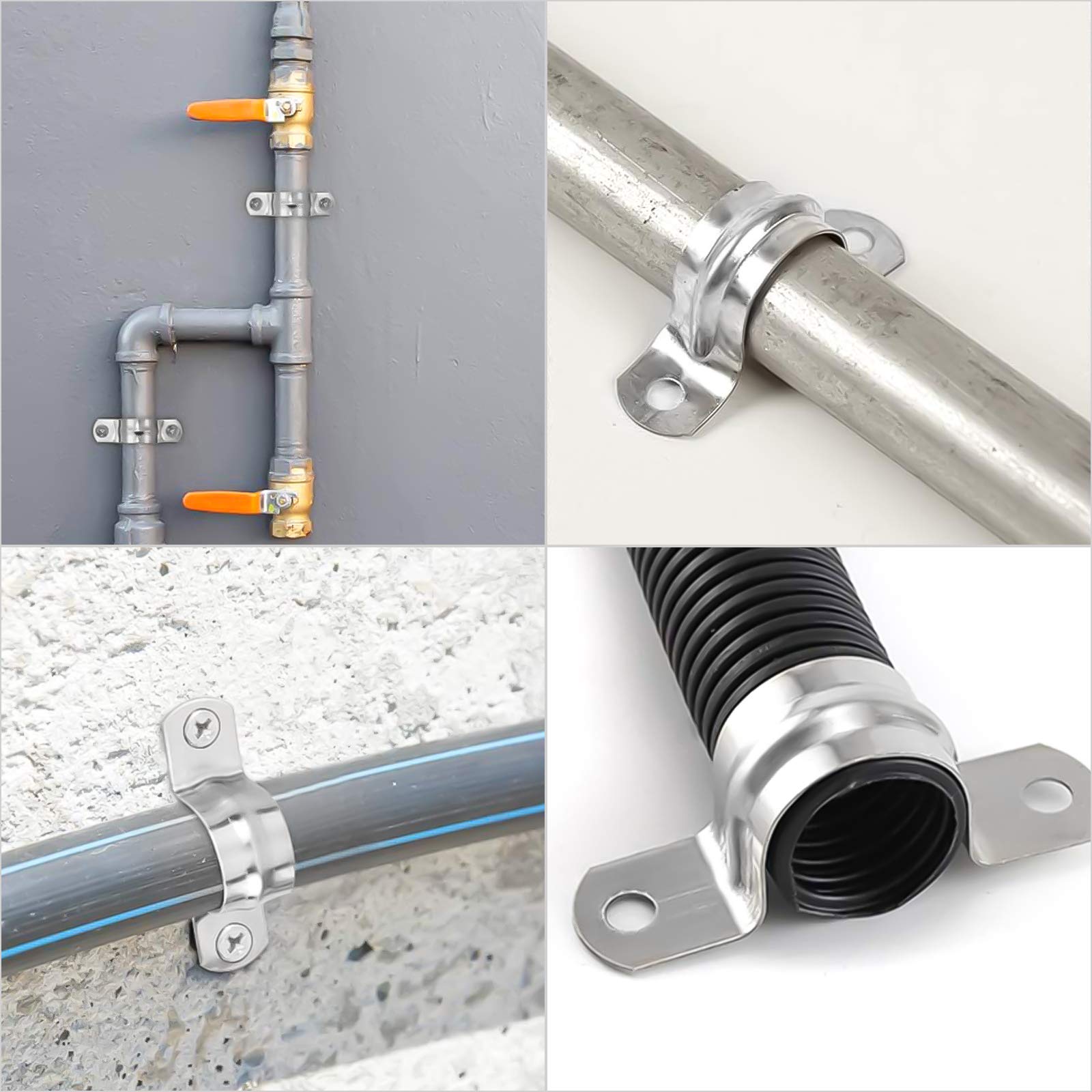 32mm/1.26" 22Pcs Pipe Strap Clamp Holder Stainless Steel Brackets