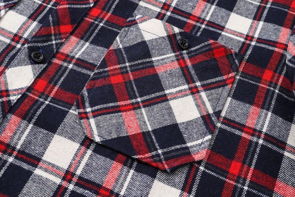 Cromoncent Men's Casual Flannel Shirt Plaid Long Sleeve Button Down Western Shirt - Image 6