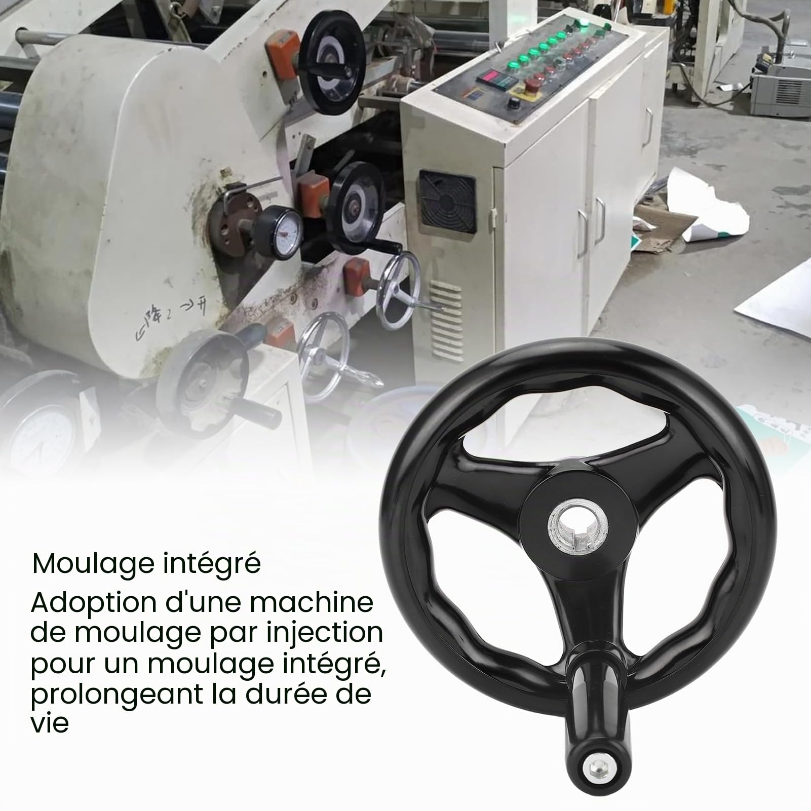 Volant À Main 3 Rayons 16x160mm Plastique Noir Poignée Rotative | 16x160mm Installation Rapide Compatible Avec Machines-Outils Adapté Pour Fraiseuse De Tour Et Atelier