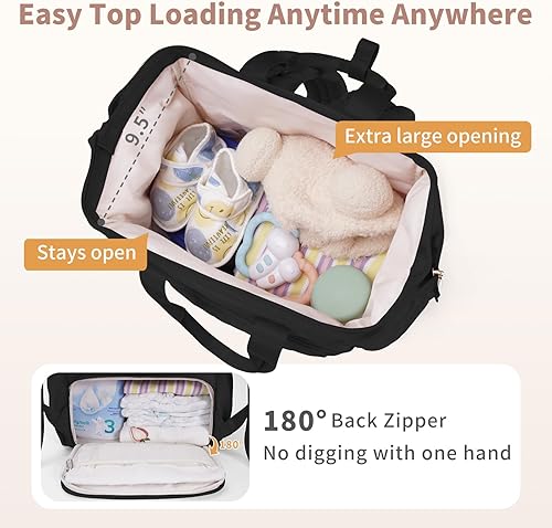 Miniatura 3 de CEI-CEI CEICEI - Mochila para pañales para mamá y papá, mochila acolchada para bebé, Negro, Mediana