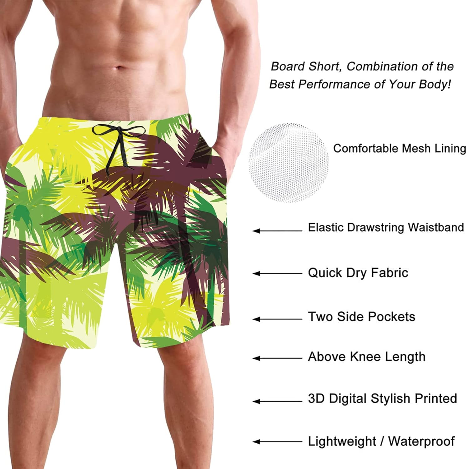 Men's Swim Trunks Quick Dry Swimming Trunks Upside Down Pineapple Beach Shorts with Mesh Lining and Pockets - Image 3