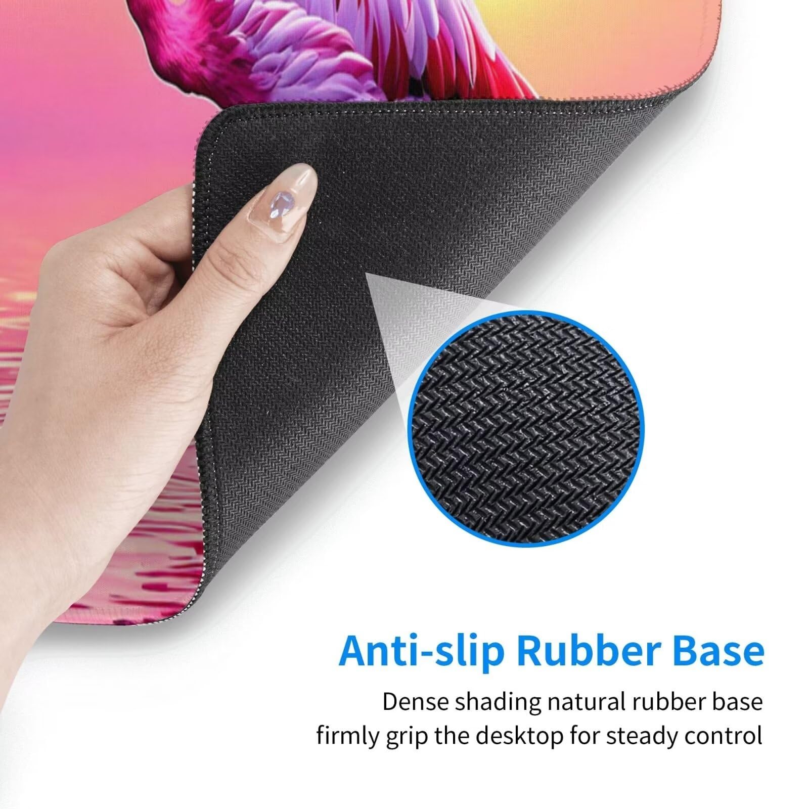 Tappetino Mouse, Tappetino Mouse Gaming Grande XXL 1500x800x3mm Tappetino Scrivania Mouse Pad, Base in Gomma Antiscivolo, Bordi Cuciti,Lavabile, Mousepad per Ufficio e Gaming (Flamingo) R-358