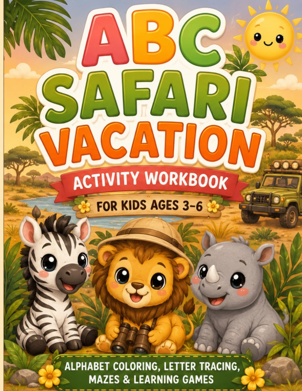 ABC Safari Adventure Activity Workbook for Kids Ages 3–6: Alphabet Coloring, Letter Tracing, Mazes & Learning Games: A Fun Preschool Learning Book ... Activities (ABC Vacation Adventures Series)