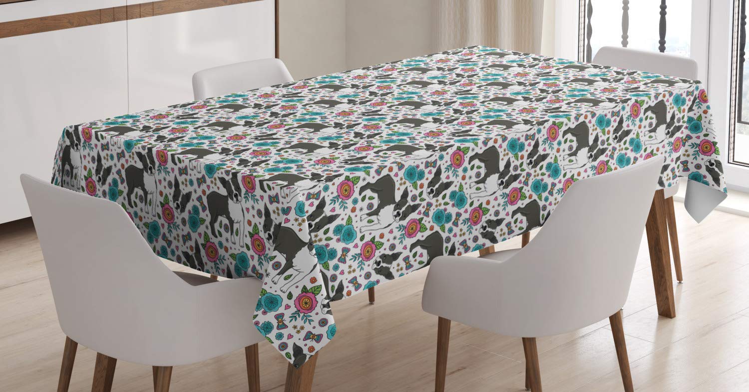 ABAKUHAUS Tovaglia Rettangolare Amante Dei Cani Con Silhouette Di Terrier - 140x200 Cm, Multicolore, Impermeabile E Antimacchia