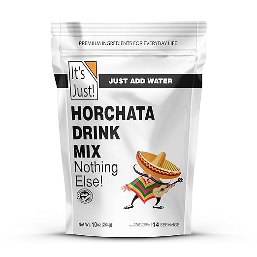 It's Just - Horchata Drink Mix, Just Add Water, Makes 1 Gallon, Traditional Mexican Flavor, Gluten-Free, Non-GMO, Made in USA, 10oz