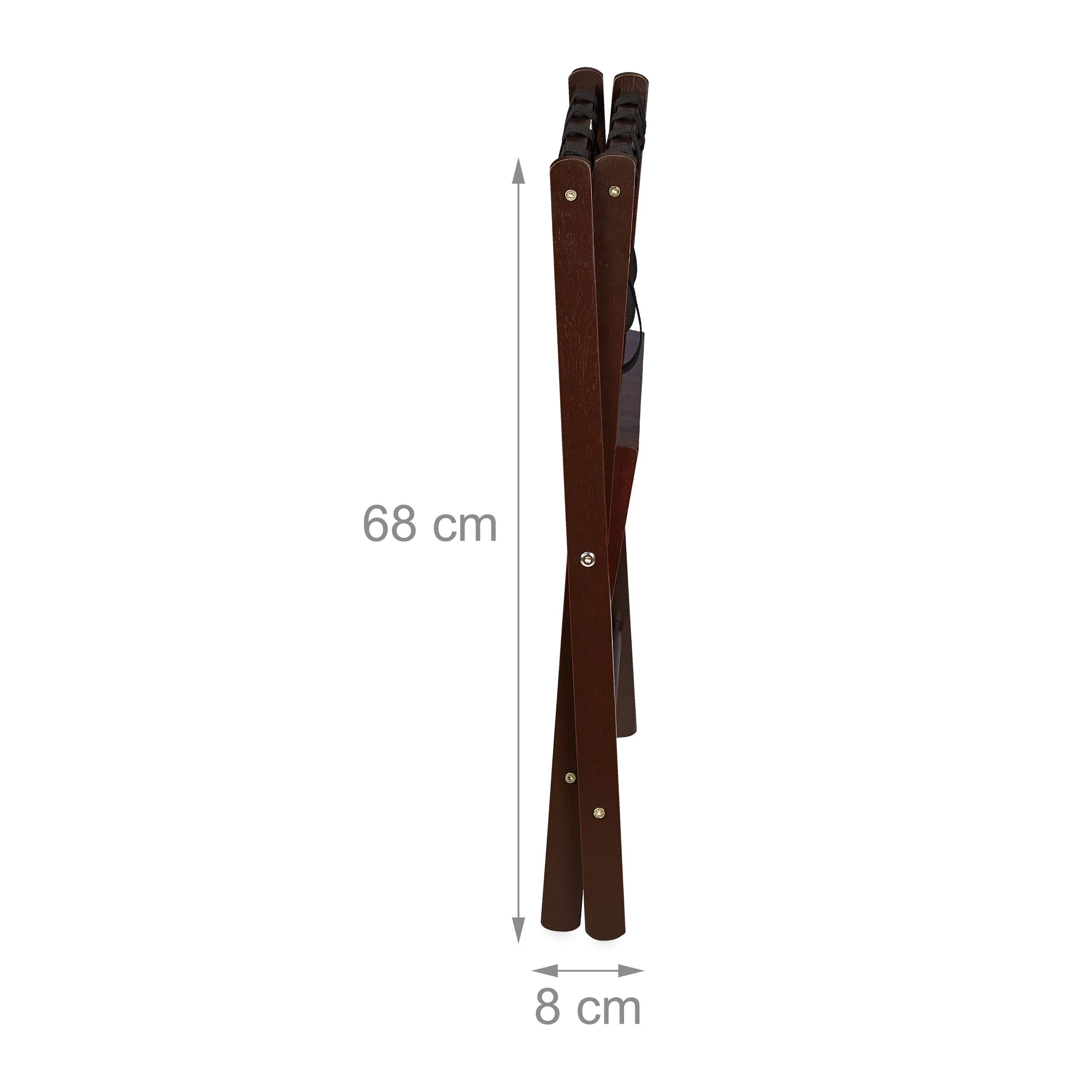 Relaxdays Porte-Valise Pliant, Bois, H x L x P : 54,5 x 66 x 44,5 cm, 2 étagères, Repose Bagages hôtel, Marron