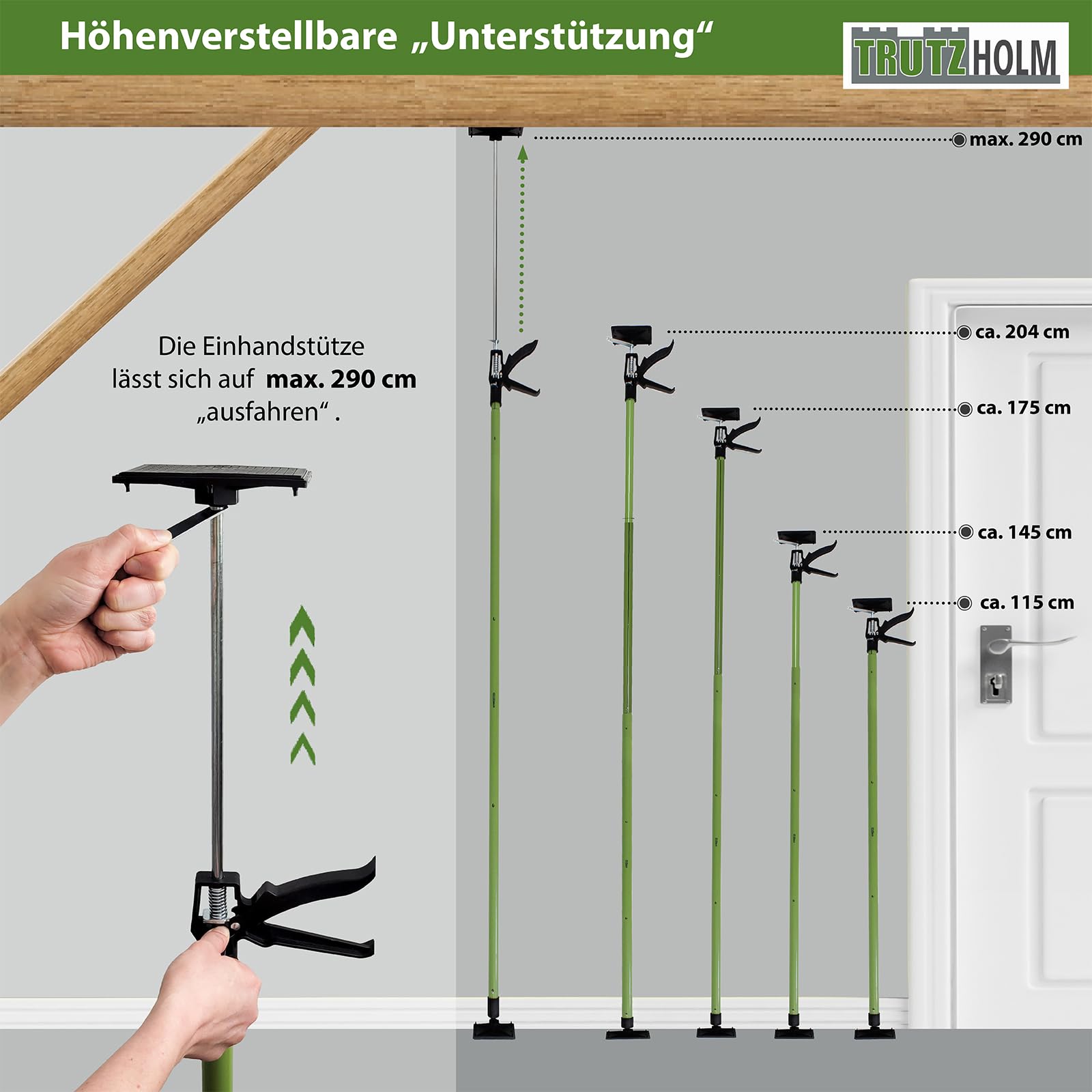 5x Profi Einhandstütze Montagestütze Deckenstütze Teleskopstütze bis 290cm
