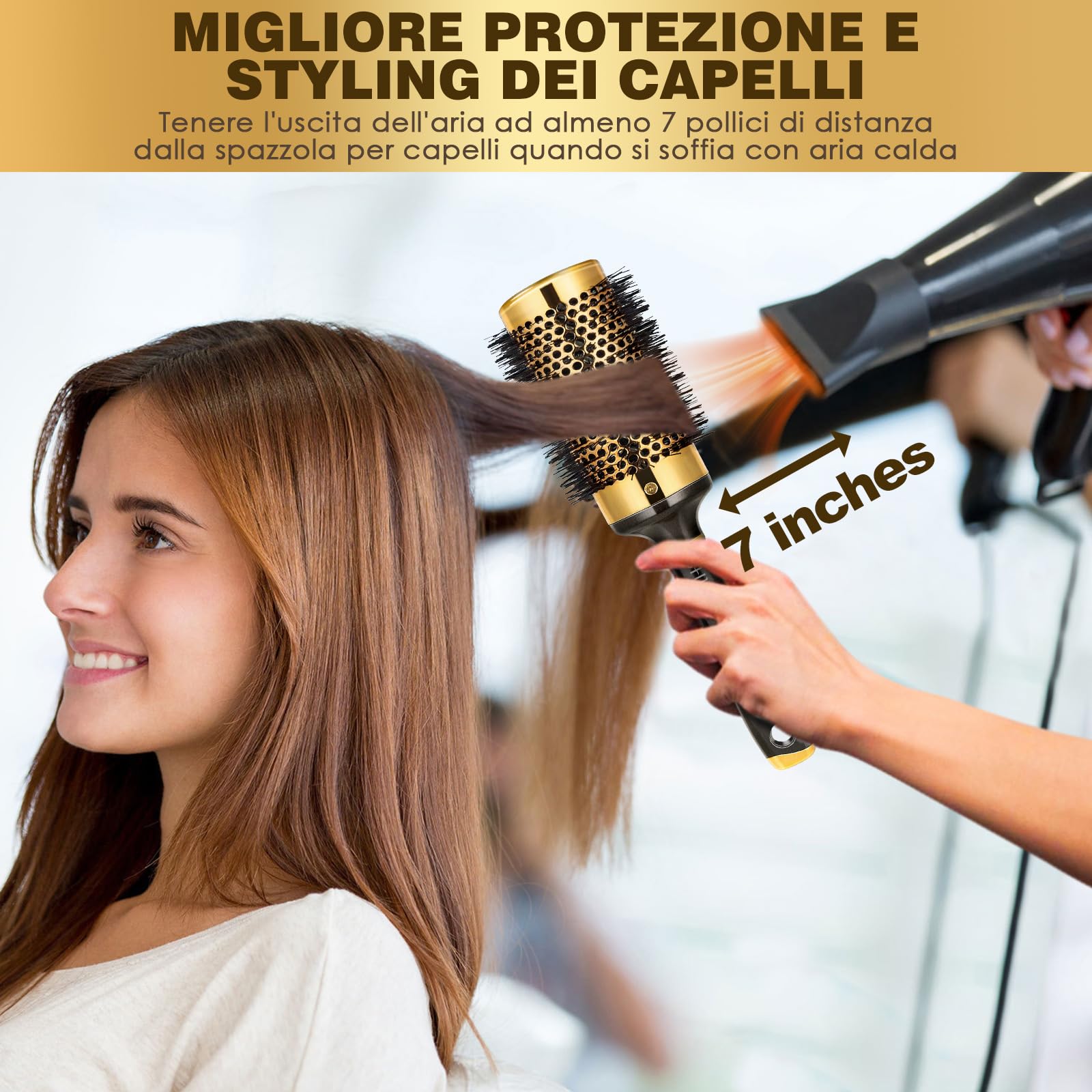 Spazzola Rotonda per Capelli - Shinlea Spazzola per Capelli Ricci Anti-Trazione per Ragazze, Donne 53 MM, per Districare, Acconciare e Asciugare, Aggiungere Volume e Lucentezza ai Capelli Fini