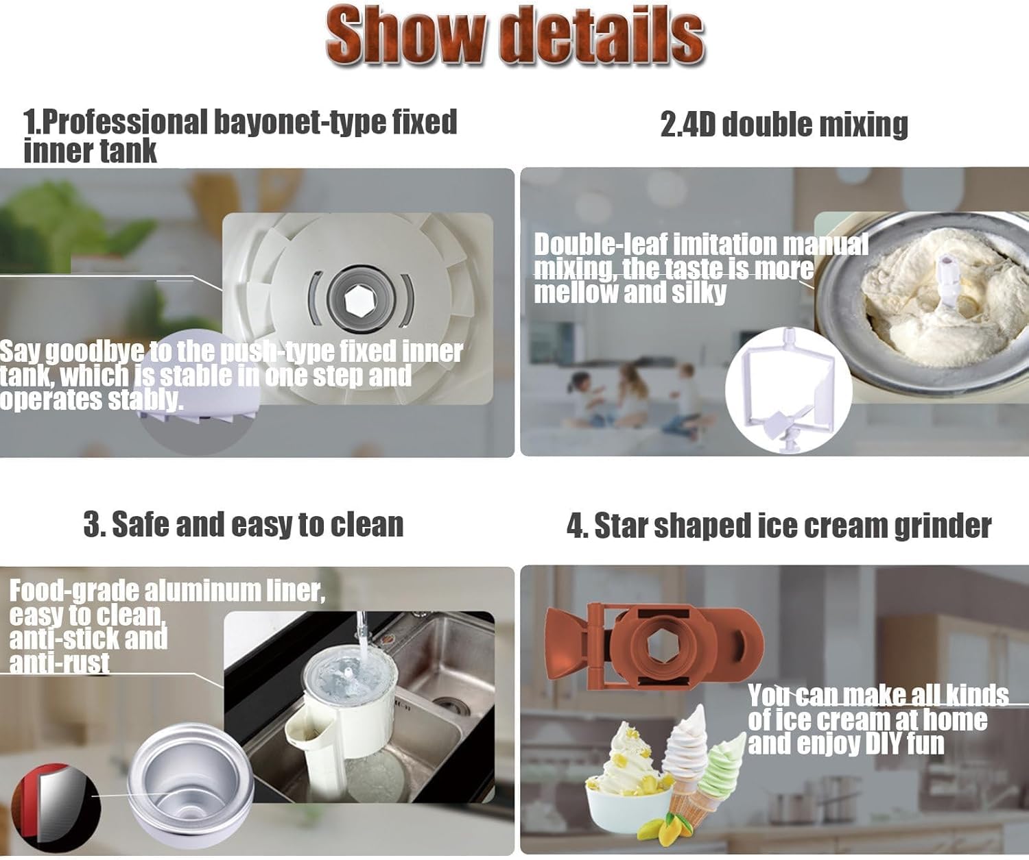 Máquina automática de helados para el hogar, máquina automática de sorbete de yogur y servir frutas suaves, máquina de congelación fácil para postres caseros, perfecta para fiestas y golosinas
