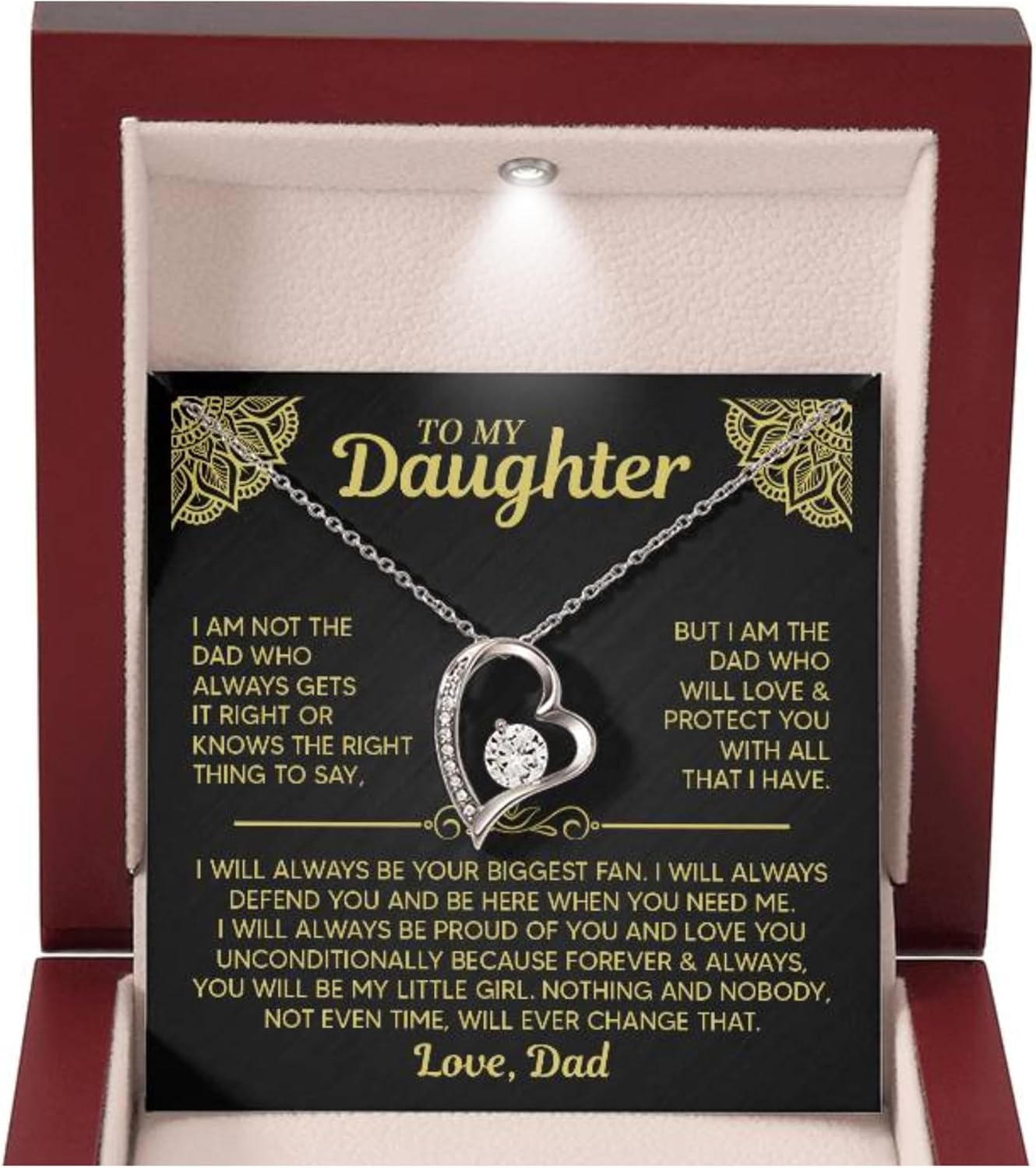 Daughter Gifts From Dad Father Daughter Necklace Birthday Graduation Christmas Jewelry with Message Card and Gift Box