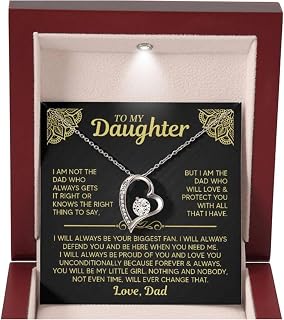 OC9 Gifts 아빠의 선물: 아버지 딸 목걸이 - 생일, 졸업식, 크리스마스 주얼리 메시지 카드 및 선물 상자 포함
