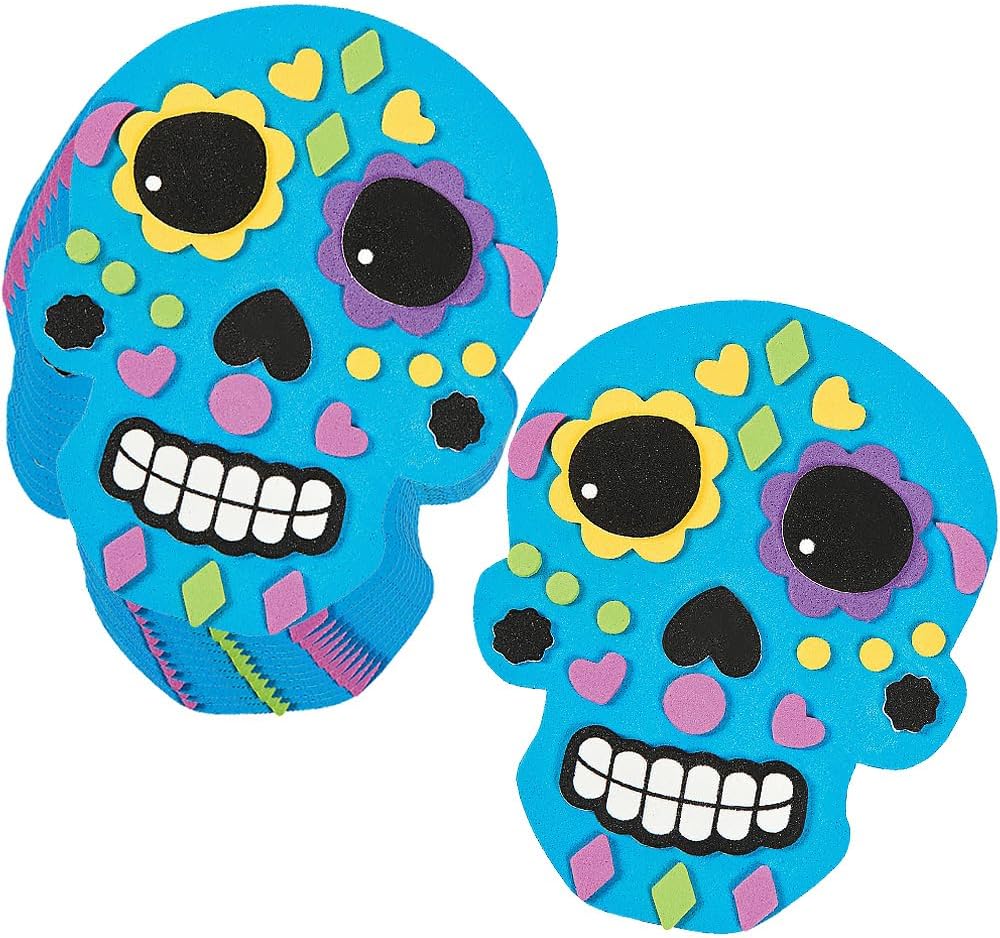 DIY Sugar Skull Magnet Kit - Makes 24 - Day of The Dead and Halloween Crafts for Kids