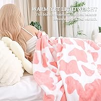 Vista 69 de Fleece Blanket King Size - Oversized Soft Plush Cow Print Throw, Full Size Blankets for Bed & Couch - Lightweight Cute Country Home Decor