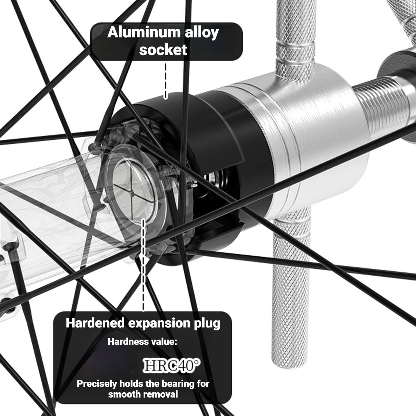 Werkzeug Entfernen von Lagern mit ergonomischem für Fahrradnaben, Fahrräder, Kassettenkörper, Sternratschen für eine effiziente Lagerdemontage, Werkzeug Entfernen von Lagern mit