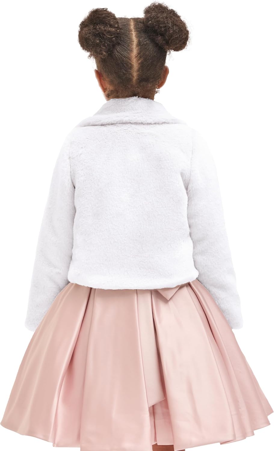 Lilax Girls Faux Fur Bolero Shrug Button Closure Cozy Dress Coat - Image 2