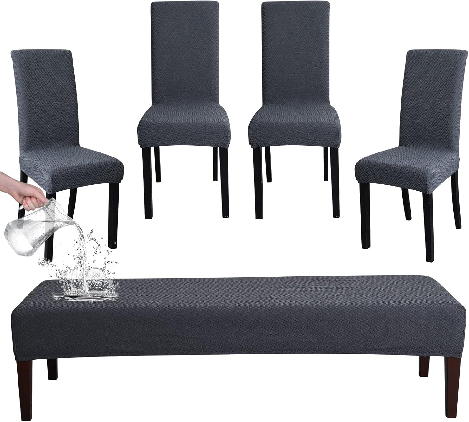 FORCHEER dining chair covers and bench covers set