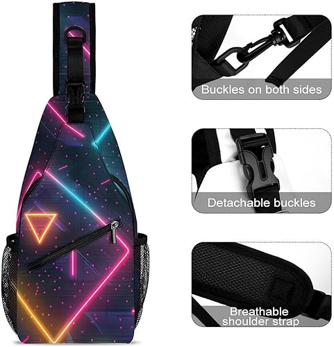 Miniatura 3 de Bolso bandolera retro de los años 80 y 90 de neón para viajes, senderismo, multiusos, para mujeres y hombres