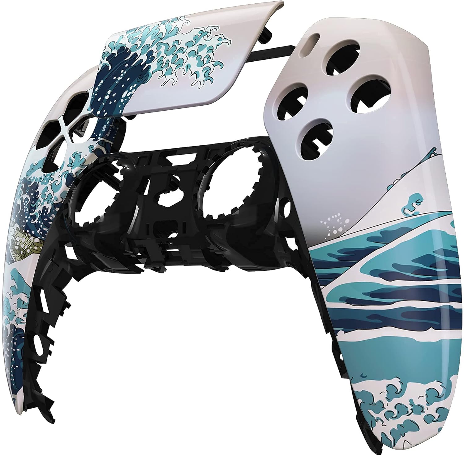 eXtremeRate The Great Wave Touchpad Front Housing Shell Compatible with ps5 Controller, DIY Replacement Shell Custom Touch Pad Cover Faceplate Compatible with ps5 Controller : Video Games