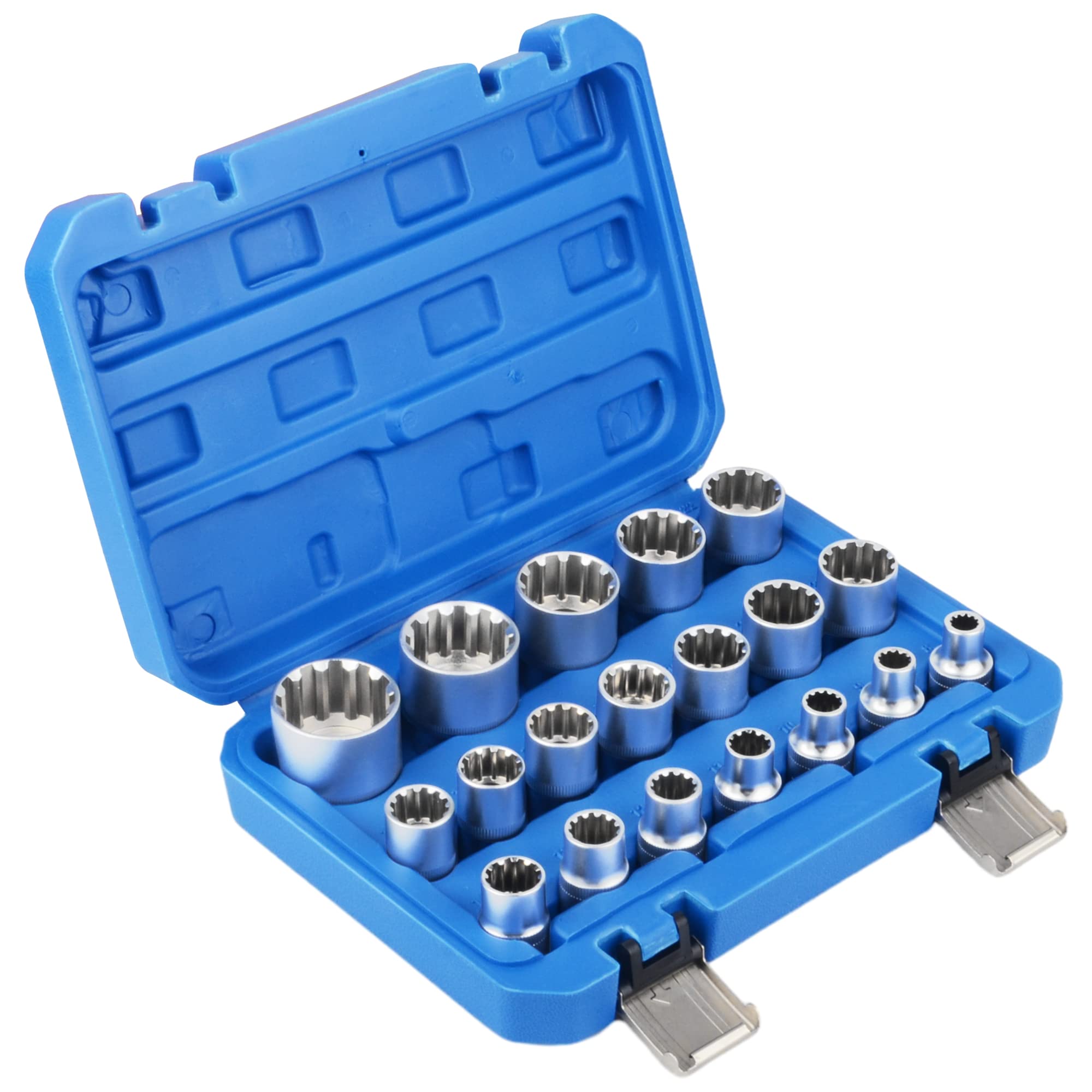 DAYUAN Juego de 19 llaves de vaso de 1/2 pulgadas XZN de 8 a 32 mm para 6/12 cantos Spline
