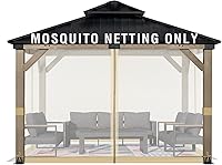 Vista 12 de Aoodor Mosquitera Universal para Gazebo de 10 x 10 pies, 4 Paneles Laterales de Repuesto con Cremalleras Dobles para Patio, Patio Trasero, Terraza