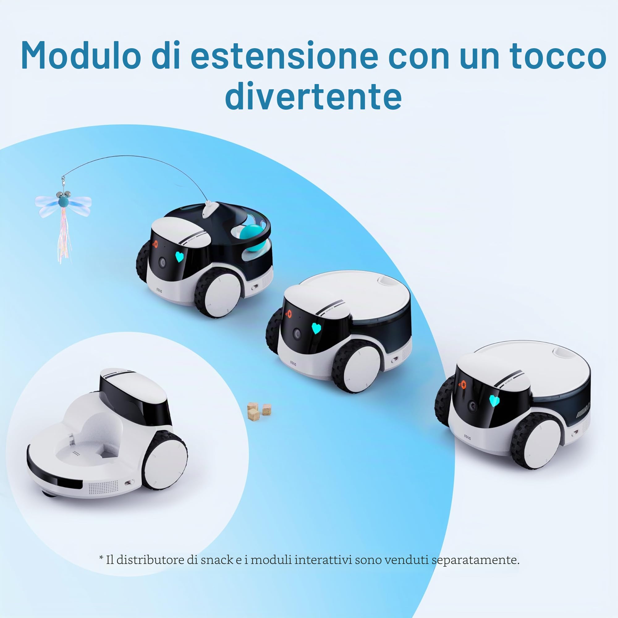 Enabot EBO ROLA PetPal - Telecamera per gatti da 2,5 K, con modulo di stoccaggio, Emo Robot mobile con WLAN, con visione notturna, senza fili, con App EBO ROLA-PET, con autocarica e audio a 2 vie