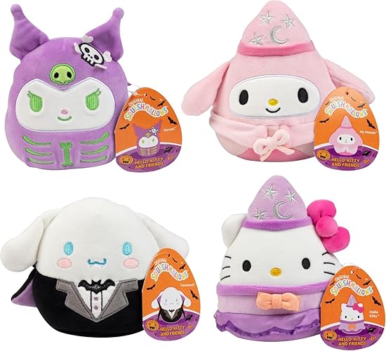 Squishmallows 5-Inch Hello Kitty Squish Value Pack - Get Four Mini Officially Licensed 5" for Less - Collectible Soft & Squishy Stuffed Animal Toy - Gift for Kids, Girls & Boys