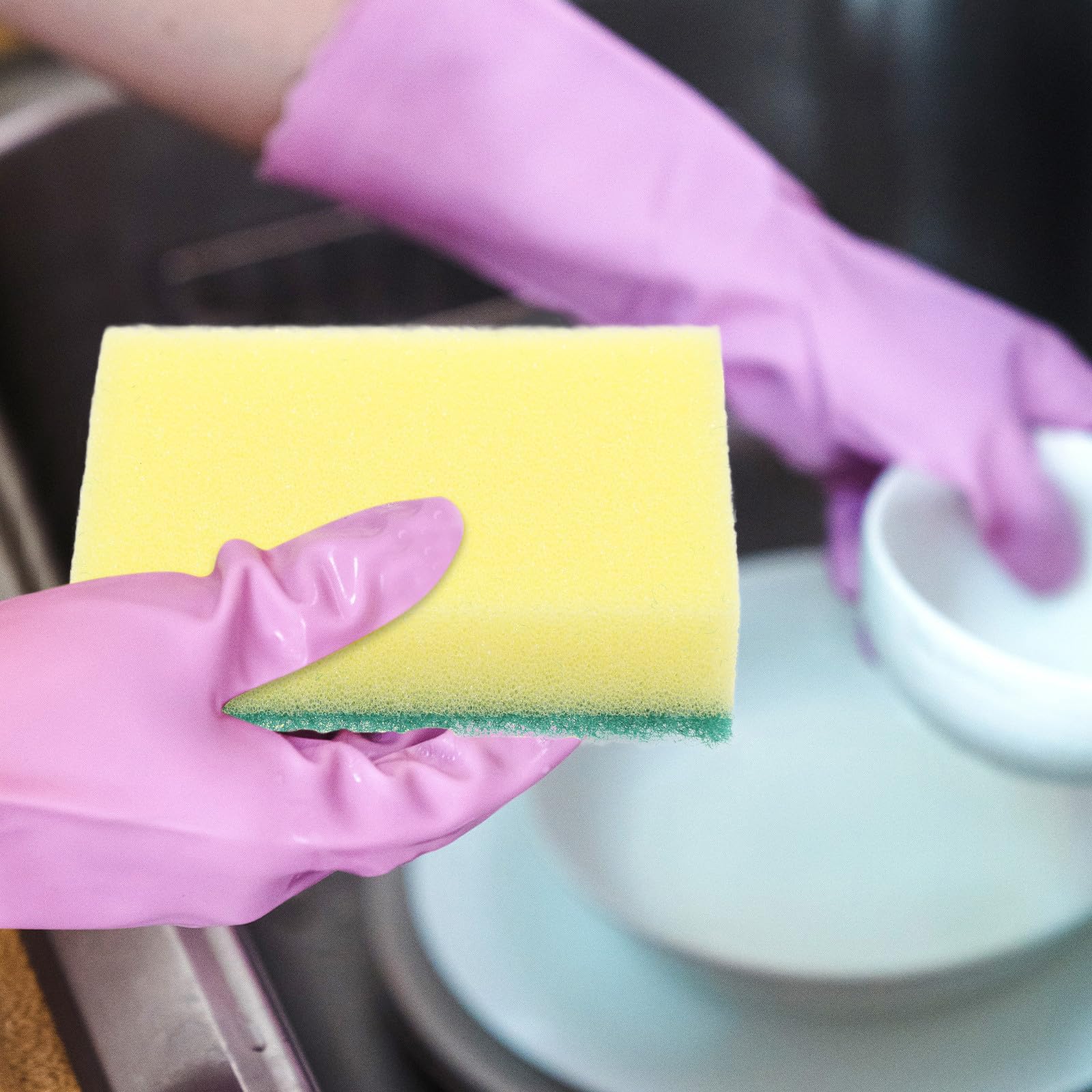OUNONA 100 Spugne Grandi la Pulizia Resistenti in Spugna Gialla Nanotecnologia, Spugnetta per Piatti e Pentole per Uso Domestico e Cucina, Utensili da Cucina per Pulizie Efficaci