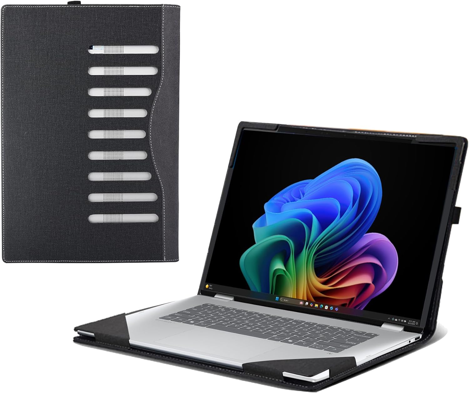 Laptop Case for HP OmniBook 7 Flip 2-in-1 Next Gen AI 16t-au000(16-au0047nr 16-au0017nr) 16inches[Not Other Models] PU Leather Protective Bag Detachable Shell (Dark Gray)