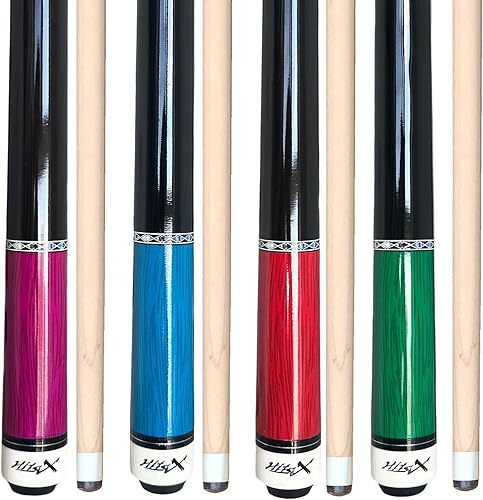 Tai ba cues Pool Cue Set of 4 Pool Cue Stick (18oz-21oz), 13mm Tip, 58", Hardwood Billiard, Professional Billiard Pool Cue Stick