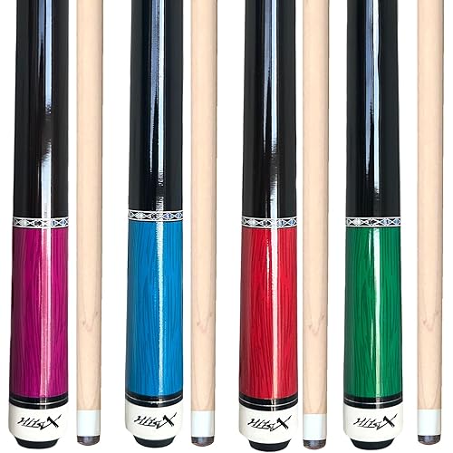 Tai ba cues Pool Cue Set of 4 Pool Cue Stick (18oz-21oz), 13mm Tip, 58", Hardwood Billiard, Professional Billiard Pool Cue Stick