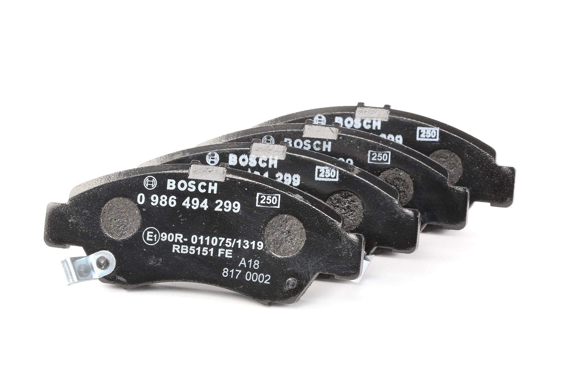 Bosch BP1234 - Brake Pads Car Front Axle - Bosch Quality - Reduced Noise and Dust - ECE-R90 Certified - Copper-Free - 1 Set of 4 Pads