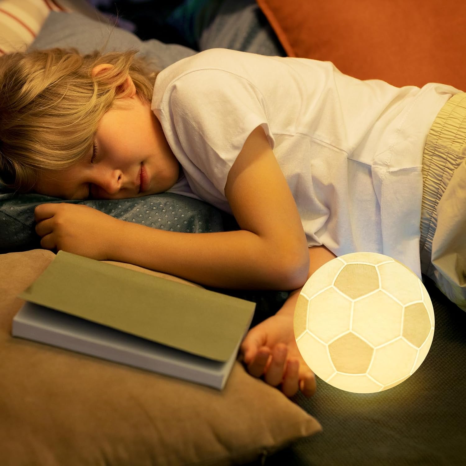Mydhall Soccer Lamp Night Light with Remote,16 Color Bedside Table Lamp for Dad,Men,Boys,and Kids Sports Fan Room Decor,Graduation Gift,Stocking Filler White Elephant Gift(4.7inches)