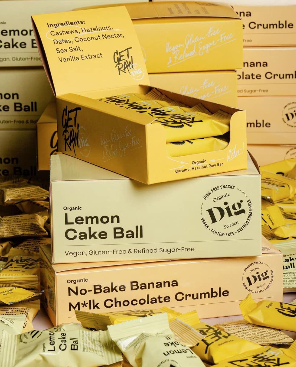 Dig Bio-Streuselkuchen Banane & Helle Schokolade – Veganer No-Bake Riegel, Glutenfrei, 12 x 35g