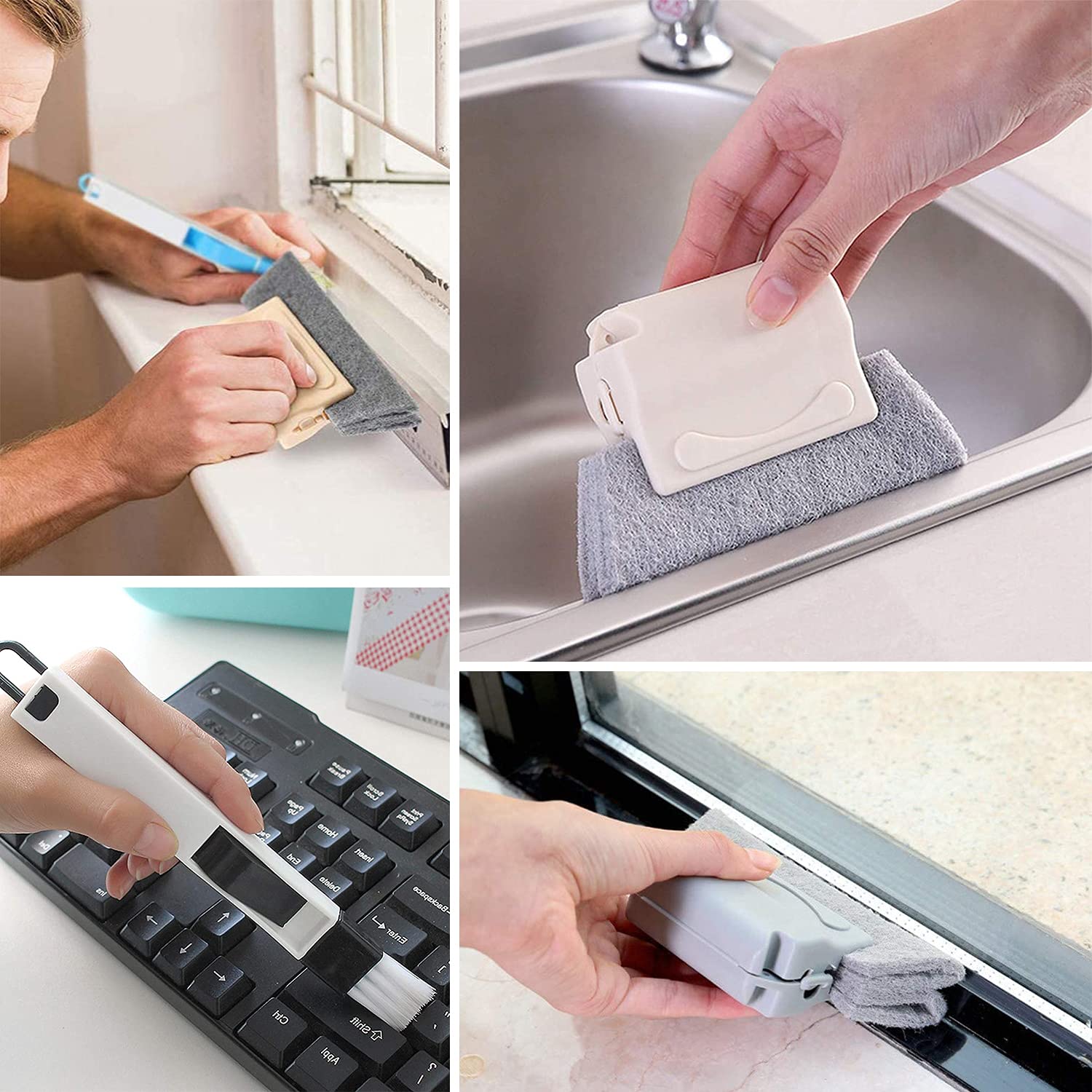 5 PCS Magic Window Cleaning Brush - Cleaning Supplies for Window Groove Gap - Crevice Cleaner Tool for Windows Sill, Track, Seal - Dustpan Brush Quickly Clean All Corners and Gap 4