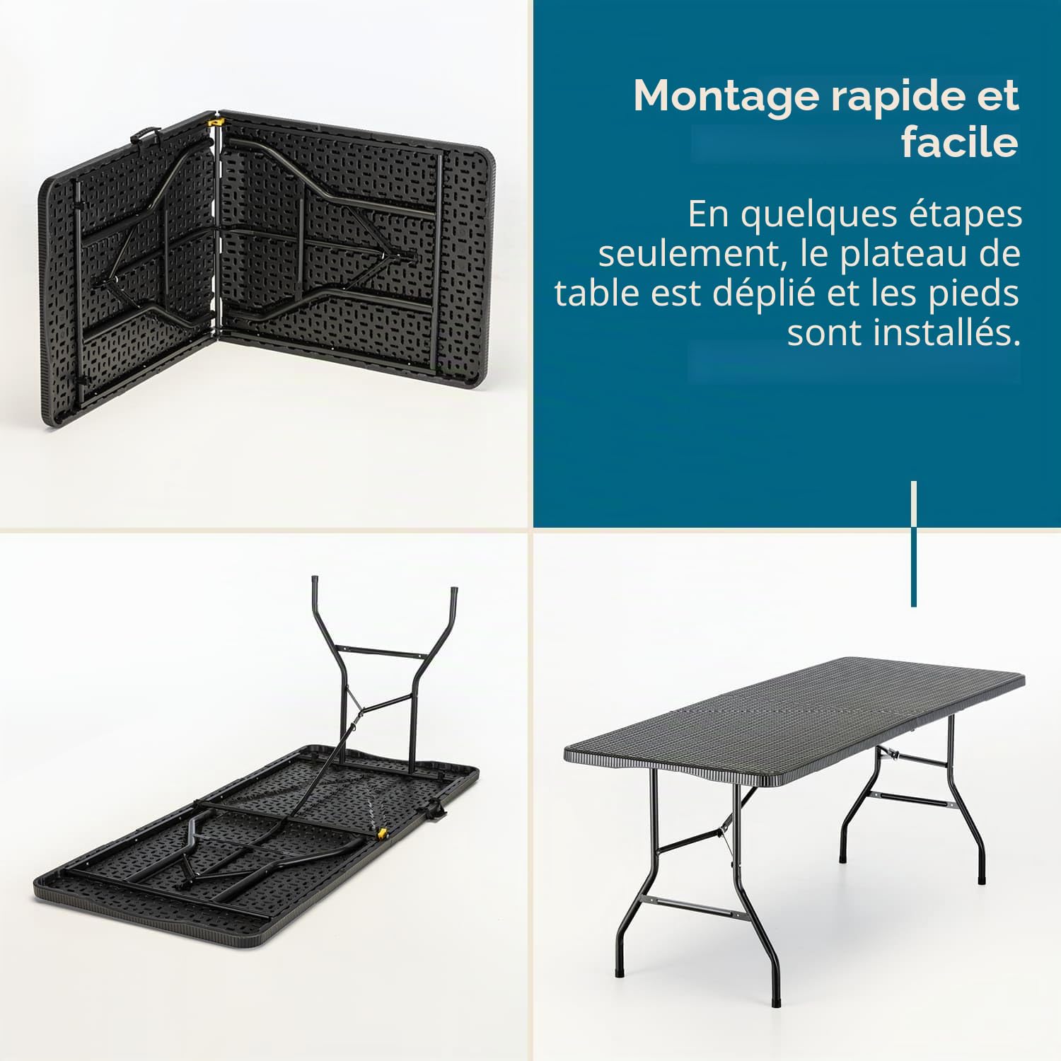 Skandika Table Pliante/Banc Pliable/Set MASI | Banc Max 300 kg, Table Max 200 kg, matériau HDPE recyclé, Pliable, résistant aux intempéries, 180 cm | Meubles Balcon, Jardin