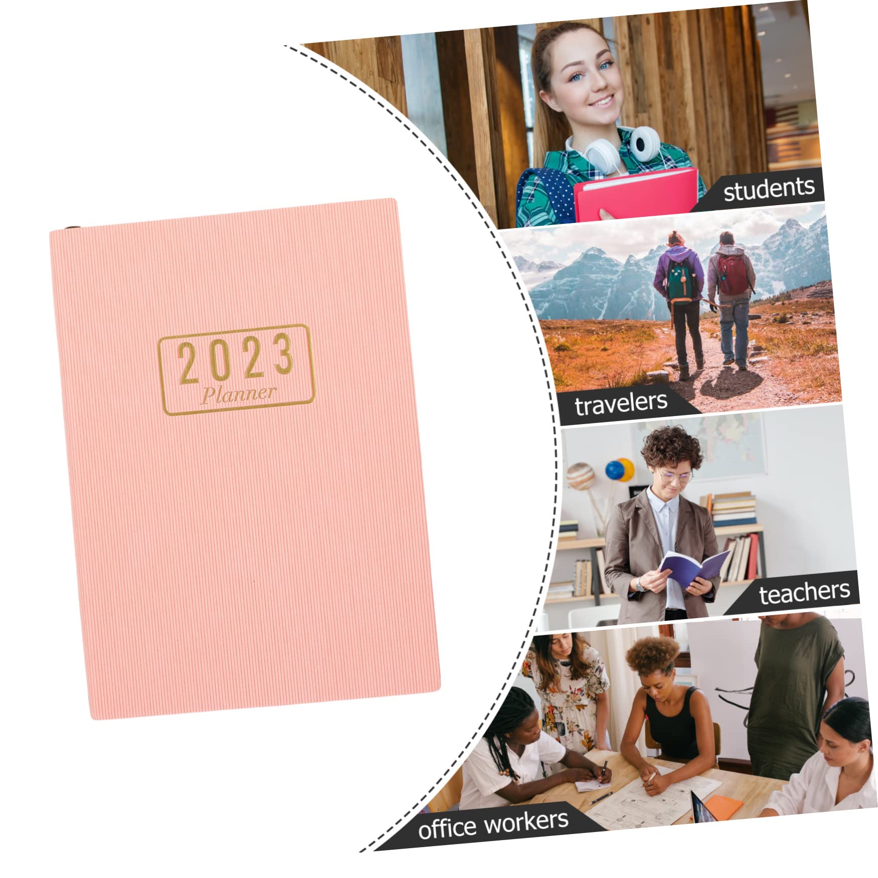 Planificador de Estudio 365 Días en Piel Sintética Rosa | Agenda Anual 2023, para Escuela y Oficina, para Docentes y Estudiantes