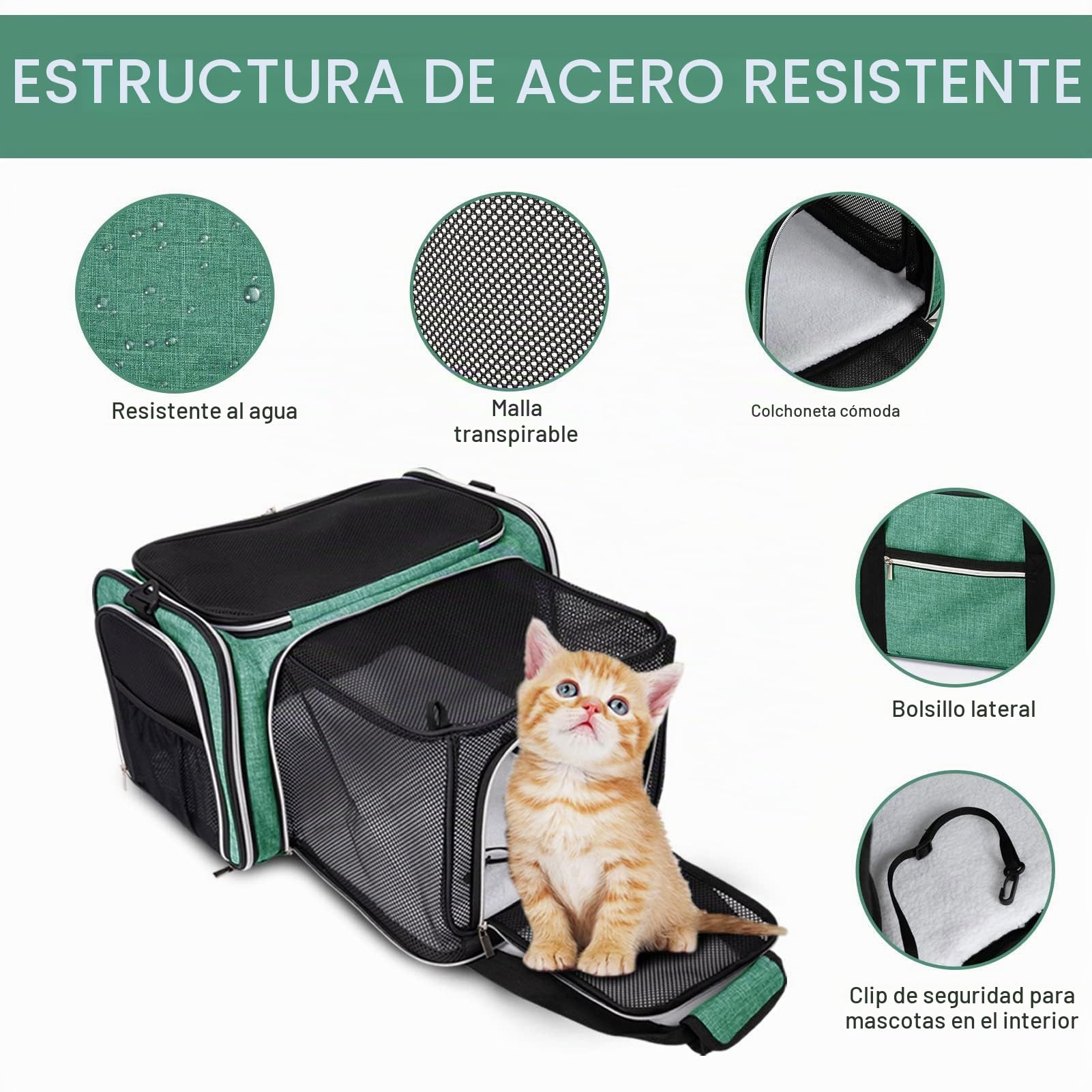 BAGLHER Bolsa transportadora para Gatos, aprobada por aerolíneas, transportador de Mascotas de Lado Suave, 5 Lados, Puertas Abiertas, 3 Lados, expandible, Plegable, con Almohadilla de Forro Polar