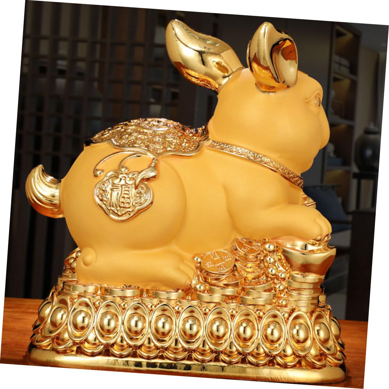 HEMOTON Forme De Lapin Doré Économiseur De Résine pour Décoration De Bureau Et Maison Objet De Collection Chinois pour