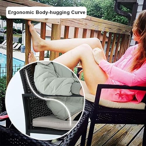 Miniatura 5 de FDW Juego de 3 sillas de mimbre para patio, muebles de mimbre para exteriores, muebles de mimbre para patio, jardín, balcón, junto a la piscina