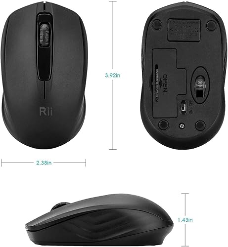 Miniatura 2 de Rii Paquete de 10 ratones inalámbricos, 2.4G portátiles para computadora, laptop, Windows, oficina incluido USB inalámbrico (negro)