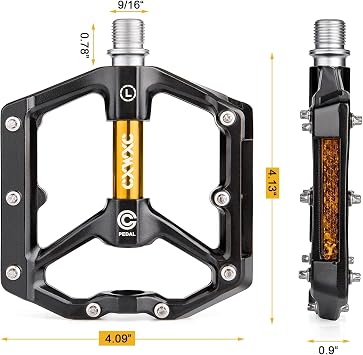 CXWXC Road/MTB Bike Pedals - Aluminum Alloy Bicycle Pedals - Mountain Bike Pedal with Removable Anti-Skid Nails