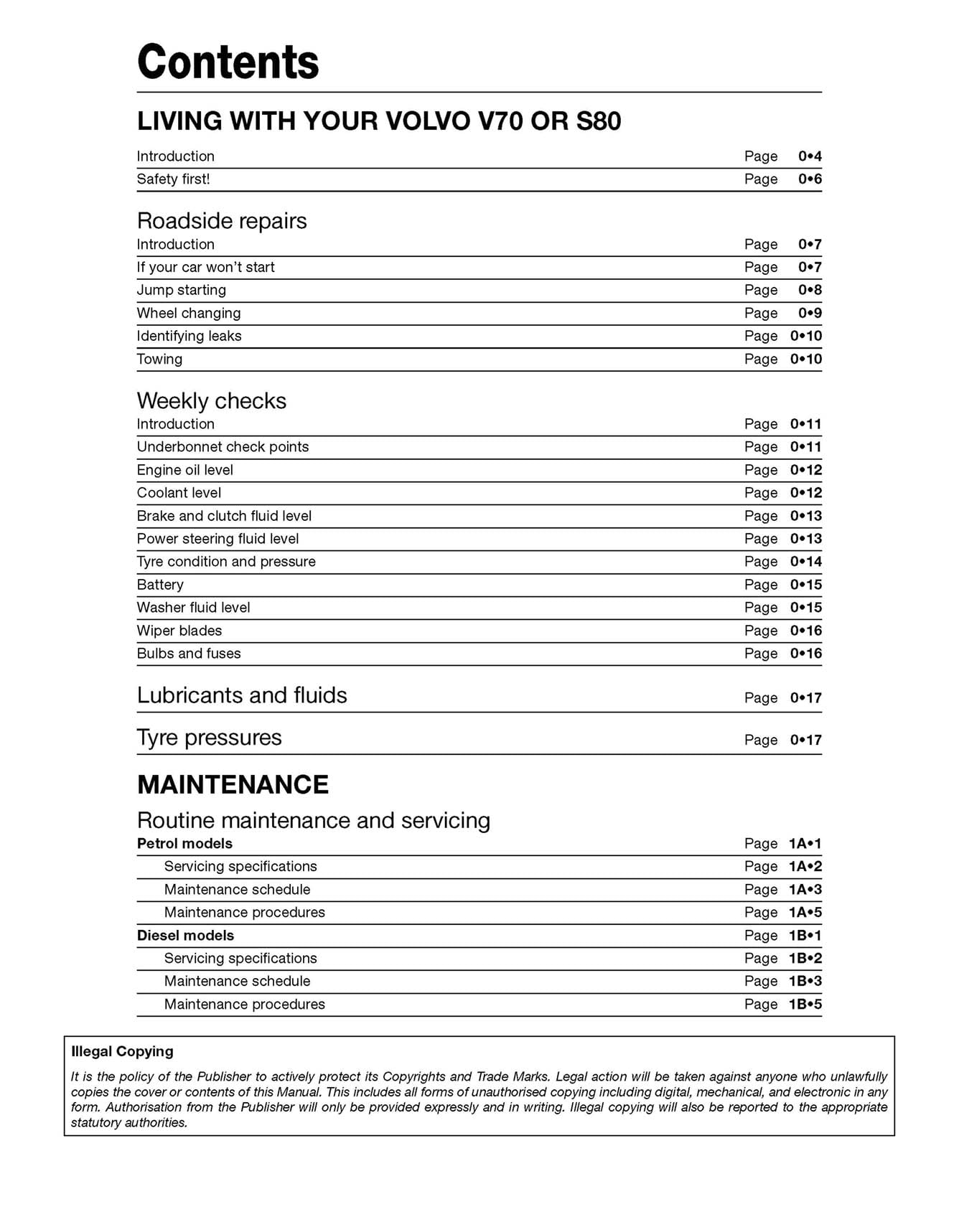 Volvo V70 / S80 Petrol & Diesel (98 - 07) Haynes Repair Manual